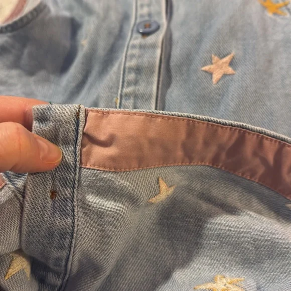 Mini Boden Embroidered Stars Button Pinafore Dress, EUC, size 7-8 - Picture 4 of 6